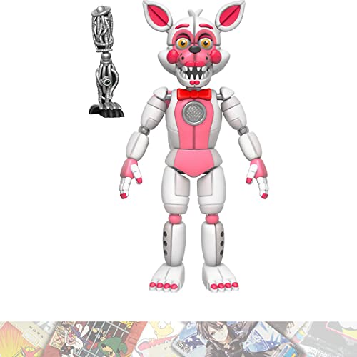 Funtime Foxy: Action Figure Vinyl Figurine Bundle with 1 F N A F Theme Compatible Trading Card (13742)